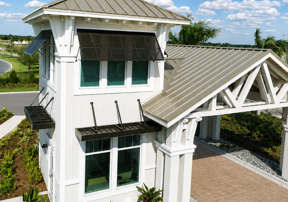 Del Webb Bayview Guardhouse – Bahama Shutters & Decking Canopy