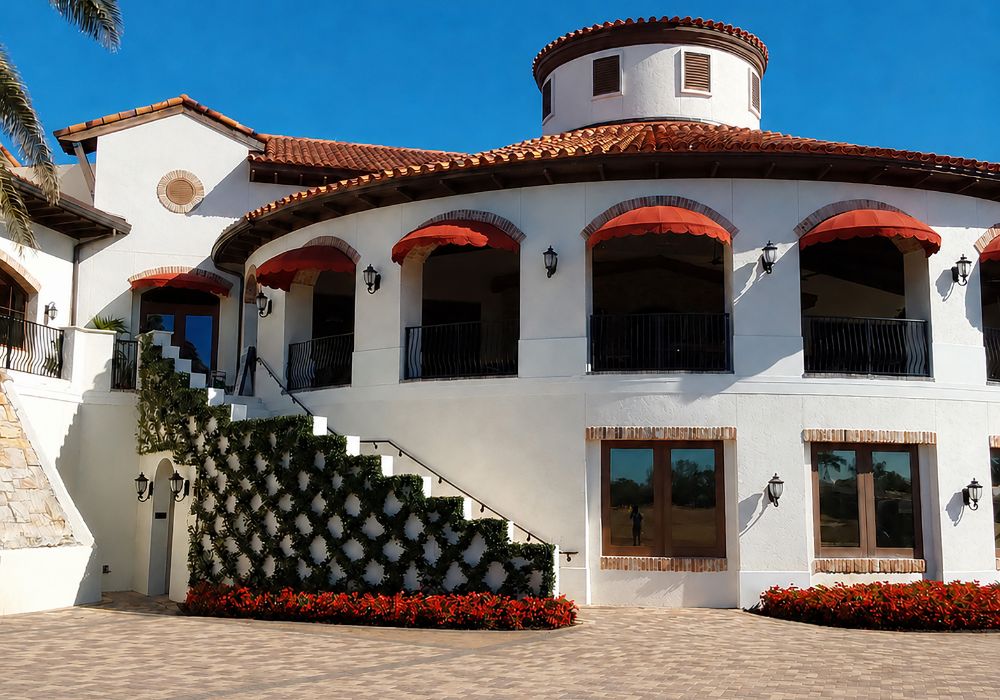Talis Park Clubhouse – Custom Fabric Awnings