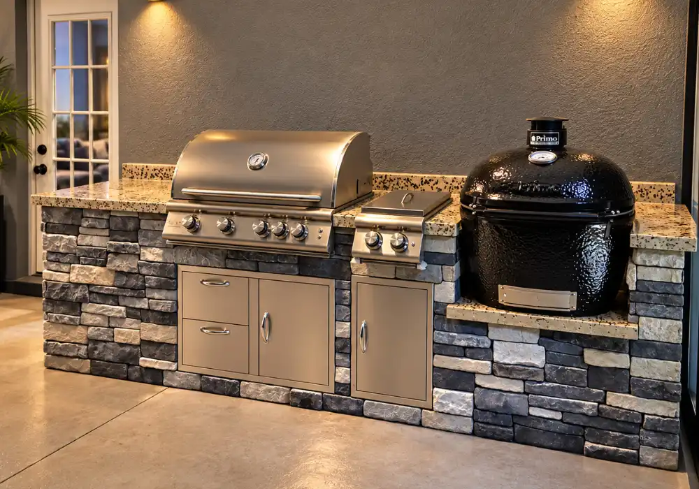 Custom Outdoor Kitchen With A Primo Ceramic Kamado Grill